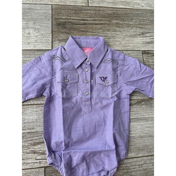 Rare Infant size Cowgirl Hardware Purple Horse PRINT WESTERN ROMPER 12 Months - Picture 2 of 6